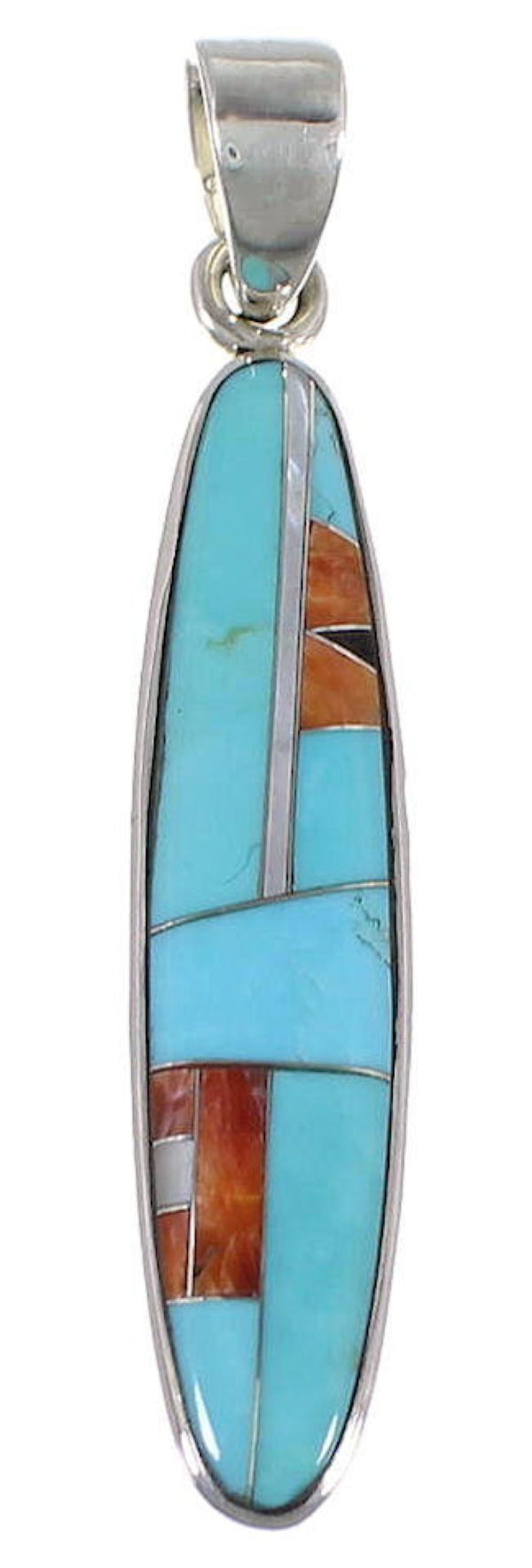 Turquoise And Multicolor Inlay Sterling Silver Pendant DS39423
